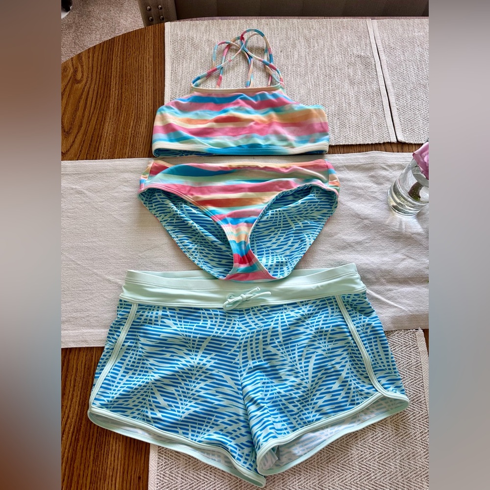 Athleta Girls Bathing Suit Set XXL/16 reversible